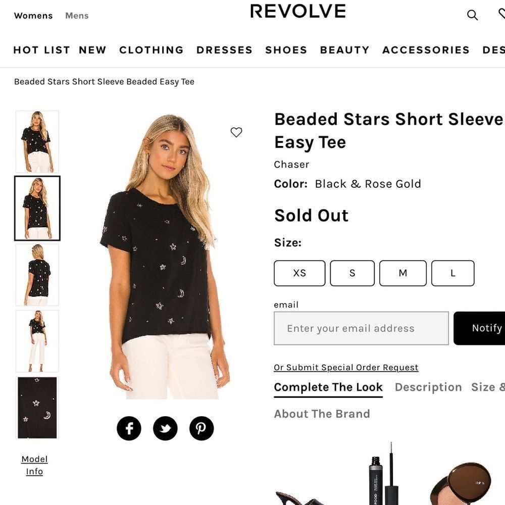 CHASER BEADED STARS CELESTIAL TOP IN BLACK‎
